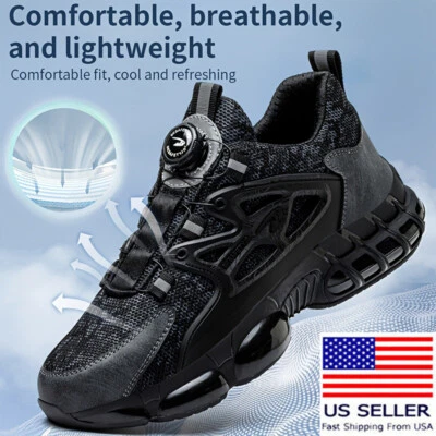 Zapatos de seguridad en el trabajo anti-golpes anti-pinchazos para hombre suela de goma puntera de acero zapatillas Foto 1 de 4