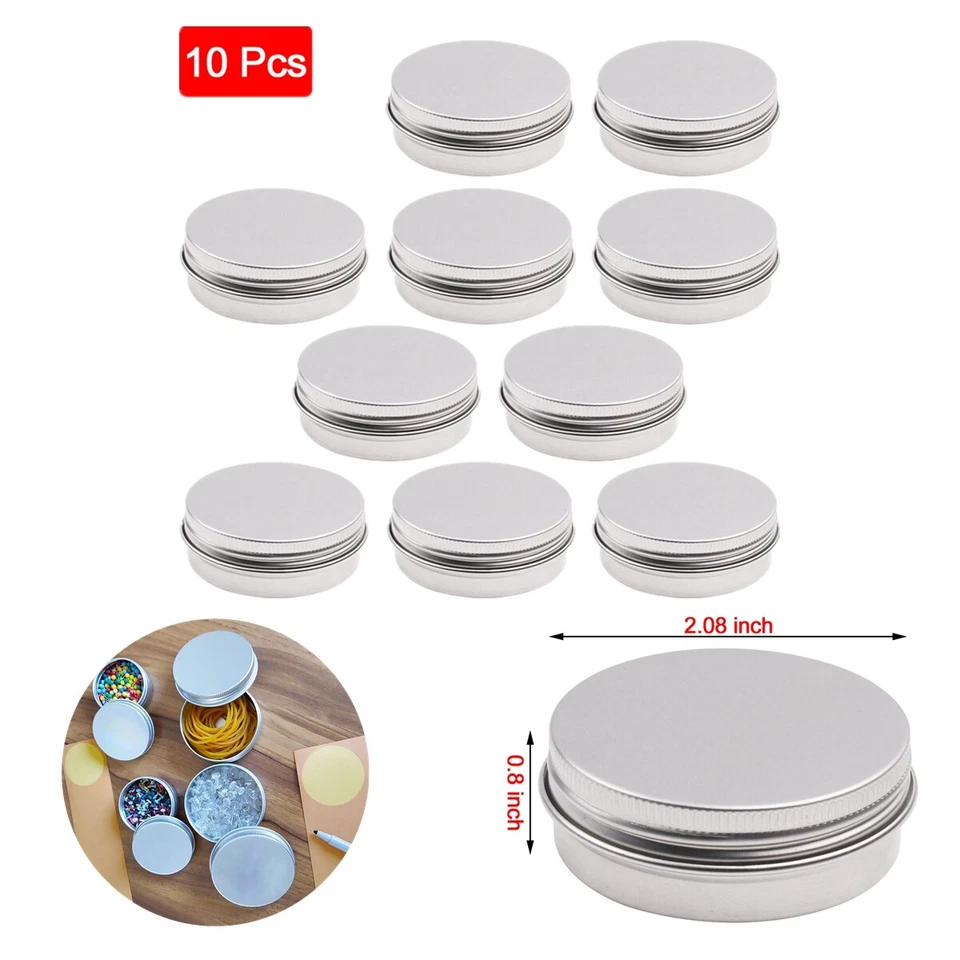 10pcs 30ml Mini Round Tin Can Boxes Screws Metal Case Balm Container w/Lids - Image 1 of 4