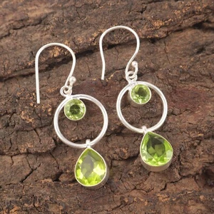 Peridot Gemstone 925 Sterling Silver Earring Handmade jewelry Earring Gift For - Picture 1 of 3