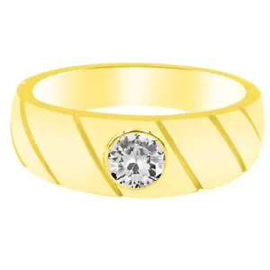 0.70Ct D/VVS1 Round Shape Men's Anniversary Ring In 14KT Yellow Gold - Picture 1 of 4