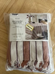 Threshold Rectangular Striped Tablecloth NIP 60” X 104” - Picture 1 of 7