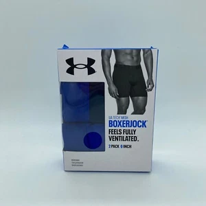Under Armour UA Tech Mesh 6 Inch Boxerjock 2 Pack Black Blue Size S Mens - Picture 1 of 5