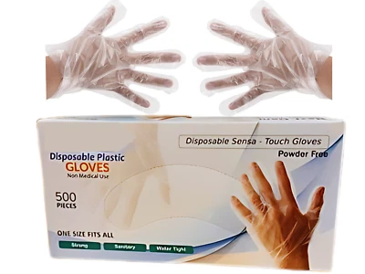 HYGIENE 500 X Disposable Plastic Gloves PE Polythene Clear Catering Food Car Safe Prep