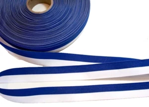 Blue White Striped Grosgrain Ribbon 7/8 inch wide x 9 yards Schiff Polyester B53 - Picture 1 of 3