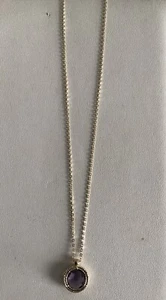 Vicenza Gold runder facettierter Amethyst Anhänger an 18" Kette, 14K Gold - Bild 1 von 4