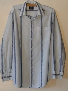 Indigo Palms Shirt Mens L 100% Cotton Collared Pale Blue Navy Pocket MINT - Picture 1 of 7