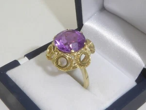 Anillo de oro 585 oro amarillo 14K 7g anillo de compromiso amatista RG 56 - 17,8 mm 7179 - Imagen 1 de 6