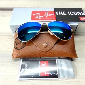 Ray-Ban AVIATOR Sonnenbrille GOLD Gestell BLAU verspiegelt RB3025 112/17 58mm - Bild 1 von 4