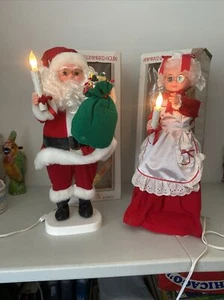 Vintage Santa 24” Illuminated Animated Motion Dolls Woolworth Box Set Of 2 TESTE - Picture 1 of 10