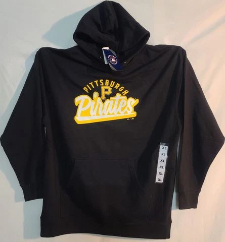 Pittsburgh Pirates Hoodie Sweatshirt Men's L & XL Lightweight Black Genuine MLB Cover