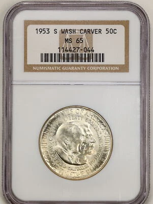 1953-S 50C Washington Carver Commemorative Half Dollar MS65 NGC 114427-044 - Image 1 of 2