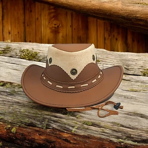 Classic 100% Real Suede and Oily Leather Cowboy Hat Australian Western Style uk - Picture 1 of 10