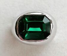 Sehr Massive Silber Ring mit elegante groß grüne Quarz, Art Deco, Gr.54, 18,5g 