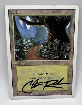 MTG- Revised - Forest - LP - signed by Christopher Rush - Image 1 of 2