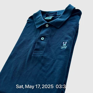 Psycho Bunny Poloshirt Herren Größe 8 Schwarz Baumwolle Kurzarm Preppy Logo - Bild 1 von 11