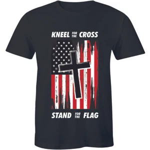 I Stand for the Flag I Kneel for the Cross T-Shirt Patriotic Military - Picture 1 of 4