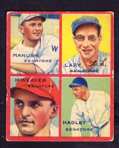 1935 GOUDEY 4-IN-1 HEINIE MANUSH/LYN LARY/MONTE WEAVER/BUMP HADLEY 2C 