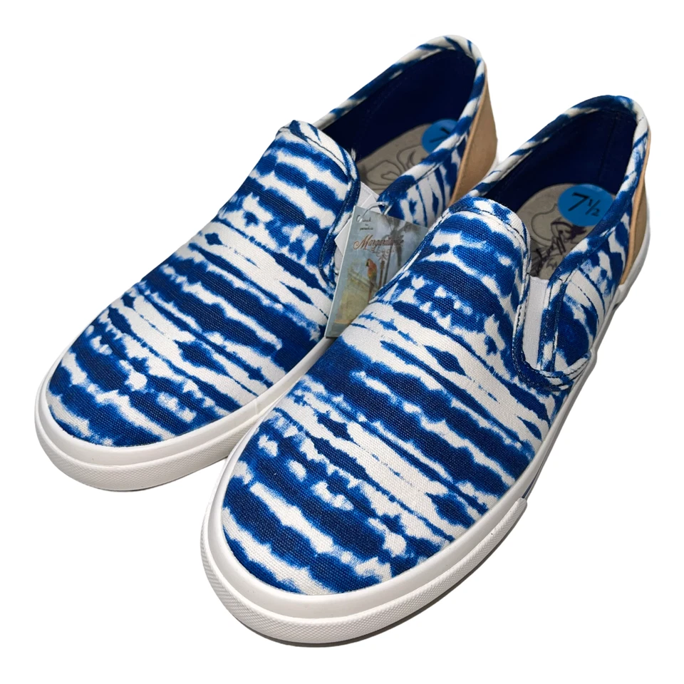 Margaritaville Mujer Azul Tie Dye Lona Zapatos Sin Cordones Mocasines Tenis Planos Foto 1 de 4