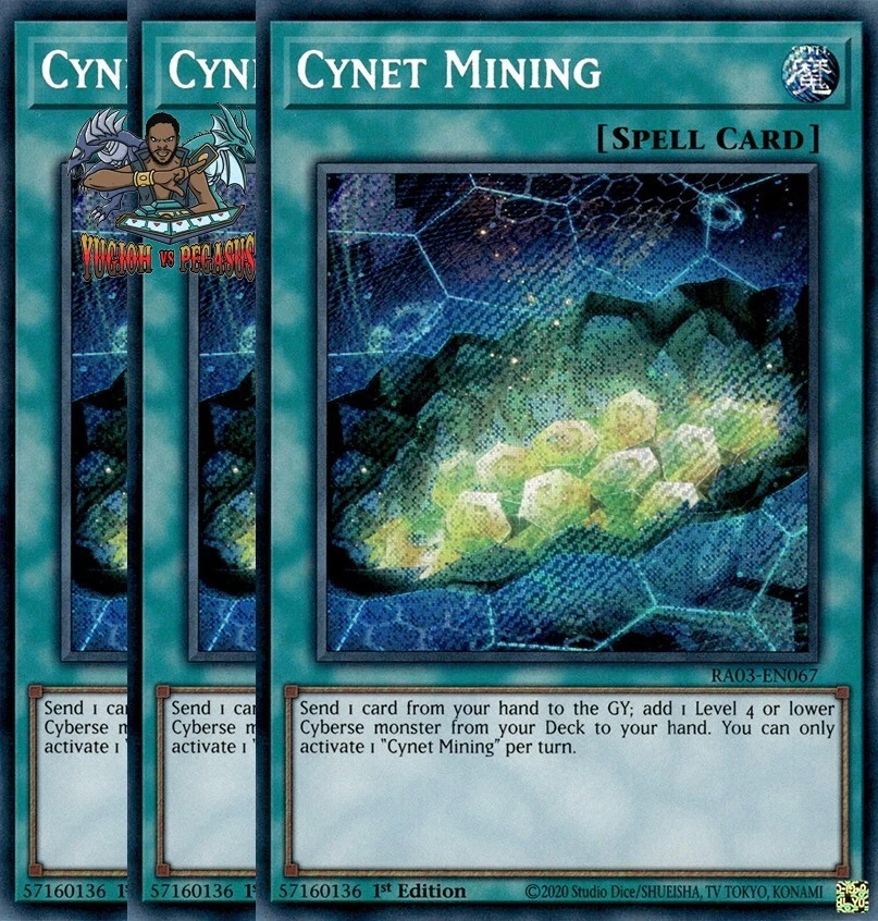 Yugioh! 3x Cynet Mining RA03-EN067 Secret Rare 1st Ed NM - Image 1 of 1