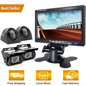 Quad Split 7‘’ Monitor Rear View Backup Camera Parkin Night Vision For Rv Truck - Picture 1 of 12
