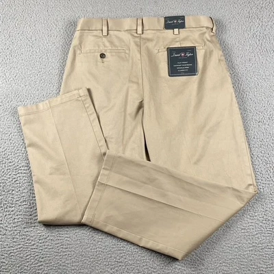 Men's NWT David Taylor Khaki Pants 32x30 Flat Front Chino Trousers Classic Fit - Image 1 of 4