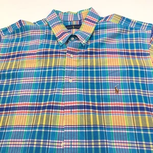 Polo Ralph Lauren 2XB BIG Baumwolle helle Farbe Kurzarm kariertes Kragenhemd - Bild 1 von 8
