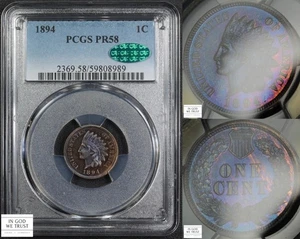1894 Proof Indian Head Copper Cent 1C PCGS PR 58 CAC (Gorgeous Toning!) - Picture 1 of 8