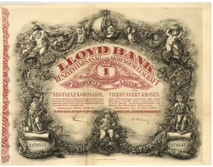 Lloyd Bank Ungarn Anleihe Zertifikat. 1923 - Bild 1 von 2