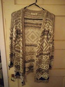 Pink Rose Size Large Women's Cardigan Sweater An Black Cotton Blend - Picture 1 of 6