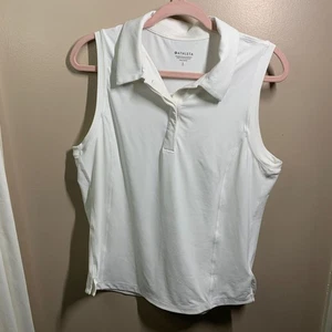 Camisa polo sin mangas atlética blanca sin mangas grande para mujer Athleta Advantage - Imagen 1 de 6
