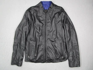 Armani Collezioni Jacket Mens Gray Lambskin Reversible Full Zip Moto - Picture 1 of 9