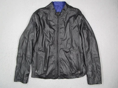 Armani Collezioni Jacket Mens Gray Lambskin Reversible Full Zip Moto - Image 1 of 4