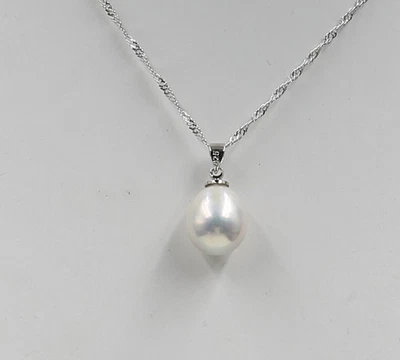 Collar de perlas barrocas por goteo Keshi Keishi natural 14 mm blanco inusual 18" Foto 1 de 4