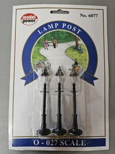 Model Power O/O27  #6077 Clear Round Globe Lamp Post, Black - Set of 3  NEW - Picture 1 of 1