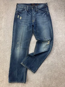 Ed Hardy Button Fly Jeans Men's 33x32 Distressed Straight Leg Flap Pockets - Picture 1 of 18