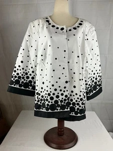 Women's Dress Barn Polka Dot Jacket White/Black Size W18/20 - Picture 1 of 4