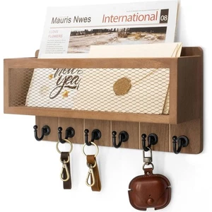 Porta llaves de granja para pared con cesta de almacenamiento de correo: montaje decorativo en pared... - Imagen 1 de 6