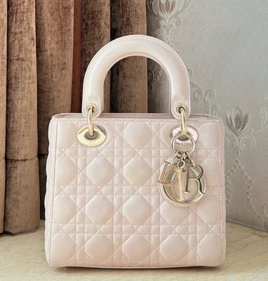 Christian Dior Lady PM Lambskin in Rose Pink with Wicker pattern Top Handle bag - Image 1 of 4
