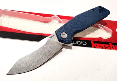 Kershaw Blue Lucid Tactical Spring Assisted Opening Folding Pocket Knife EDC - Image 1 of 4