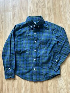 Janie & Jack Boy’s Blue Green Plaid Button Down Shirt Size 5 - Picture 1 of 5