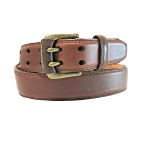 ORVIS Hombres Talla 38 Marrón Cuero Marrón Cinturón Latón Hebilla Hecho en EE. UU.  - Imagen 1 de 6