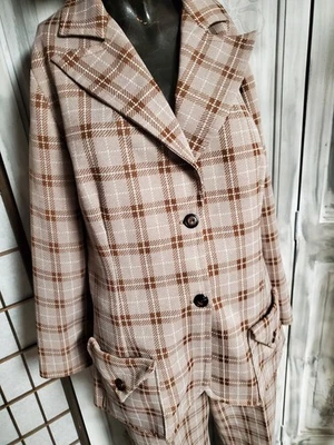 Traje M Años 60 70 De Colección 2 Piezas Boho Campana Parte Inferior Pantalones 28-30" W Groovy Elastizado Poliéster  Foto 1 de 4