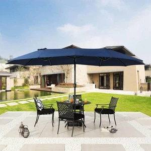 9x15ft.Steel Market Patio Umbrella in Blue - Picture 1 of 6