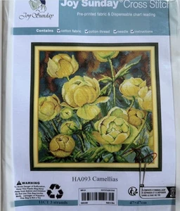 "Camellias " Counted Cross Stitch Kit by Joy Sunday - Color Coded Chart HA093 - Picture 1 of 2