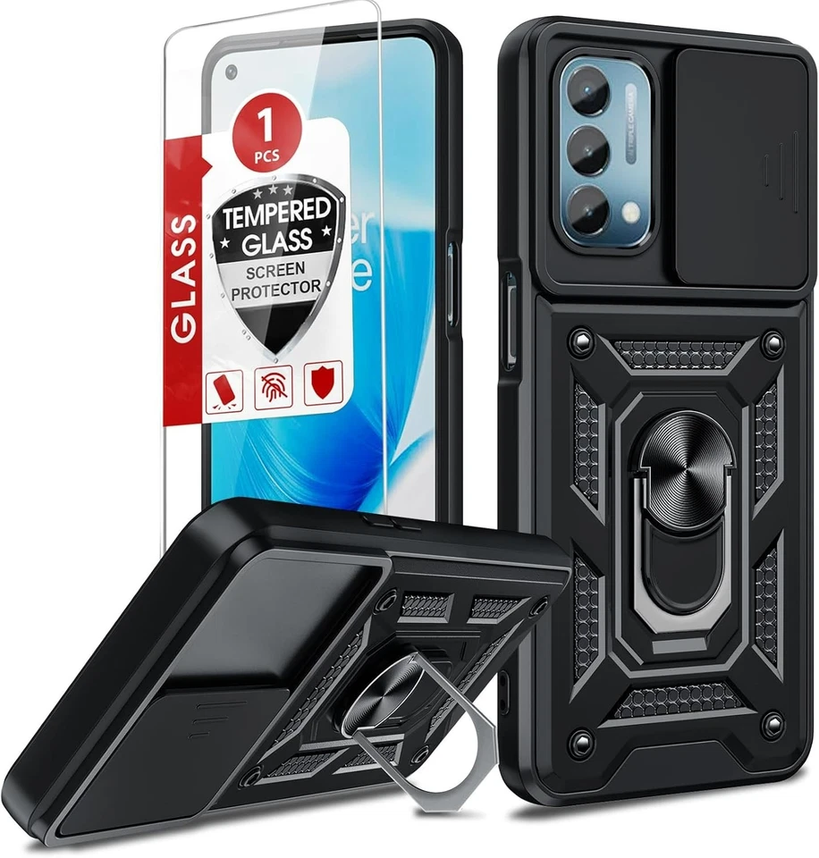 Capa resistente à prova de choque, capa de câmera deslizante + temperada para OnePlus Nord N200 5G - Imagem 1 de 1