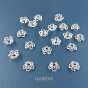20 tapas de cuentas florales pequeñas de plata esterlina sólida de 5 mm (5,2 mm) #33887 - Imagen 1 de 3