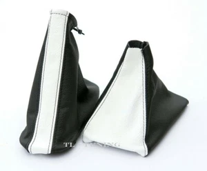 Passend für Opel ASTRA H Bj. 04-10 Schaltsack + Handbremssack Leder Weiß-Schwarz - Bild 1 von 1