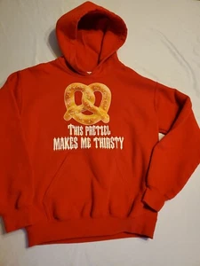 "This Pretzel Makes Me Thirsty" Hooded Sweatshirt Women's Small Red - Picture 1 of 9