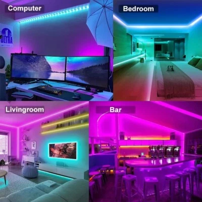 Flexible LED Strip Light with USB Bluetooth, 5M RGB 5050 LEDs, and 5V Power Supp - Image 1 of 4