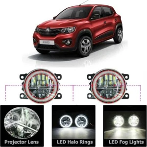 LED Fog Light Kit Angel Eye Rings DRL Daytime Running Lamp Fit For Renault Kwid - Picture 1 of 10